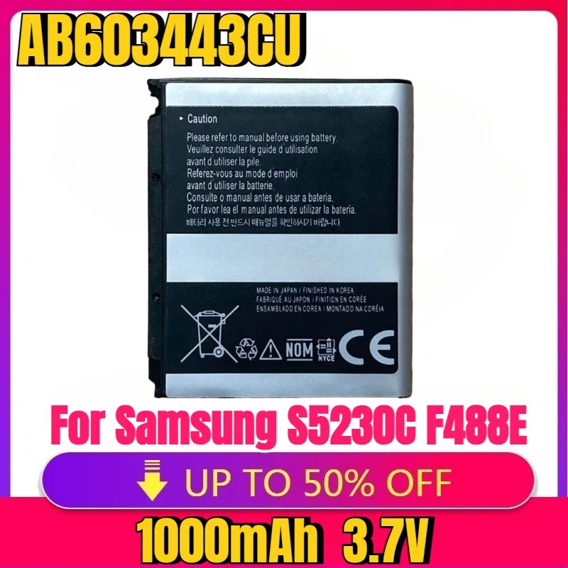 

New ReplaceableAB603443CU AB603443CC AB603443CE Battery for Samsung S5230C F488E G808E L870 W159 S7520U GT-S5233 G800 S5230 F539
