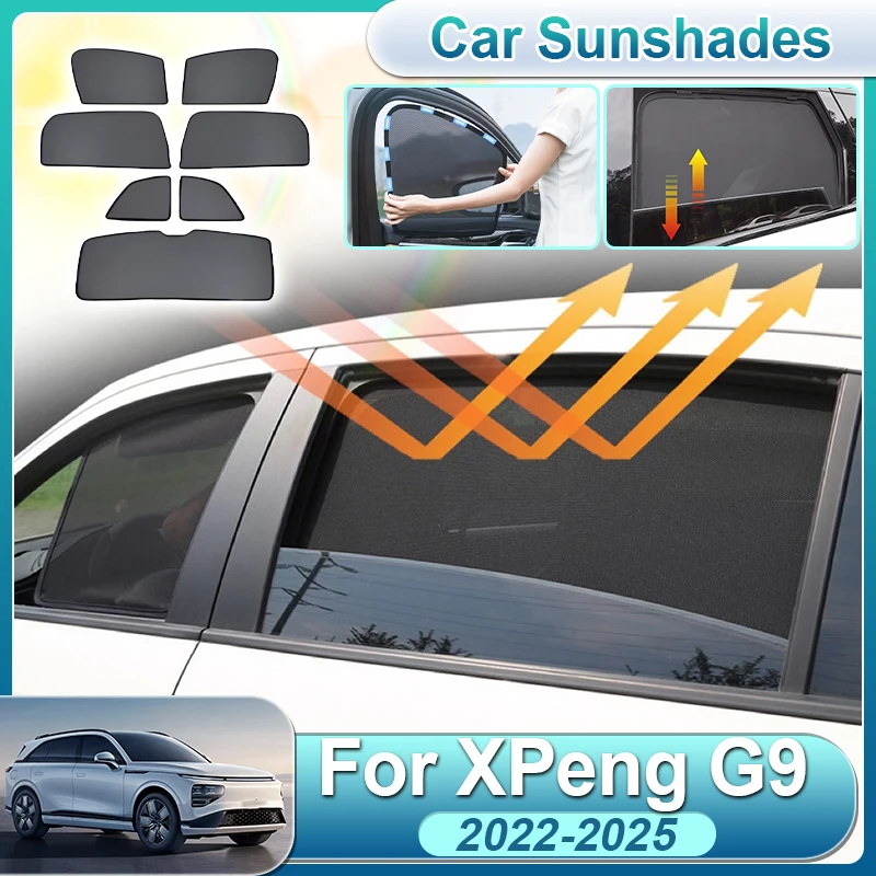 

For XPeng G9 2022 2023 2024 2025 Car Full Coverage Sunshade Magnetic Curtain Privacy Net Mesh Sun Shield Covers Auto Accessories