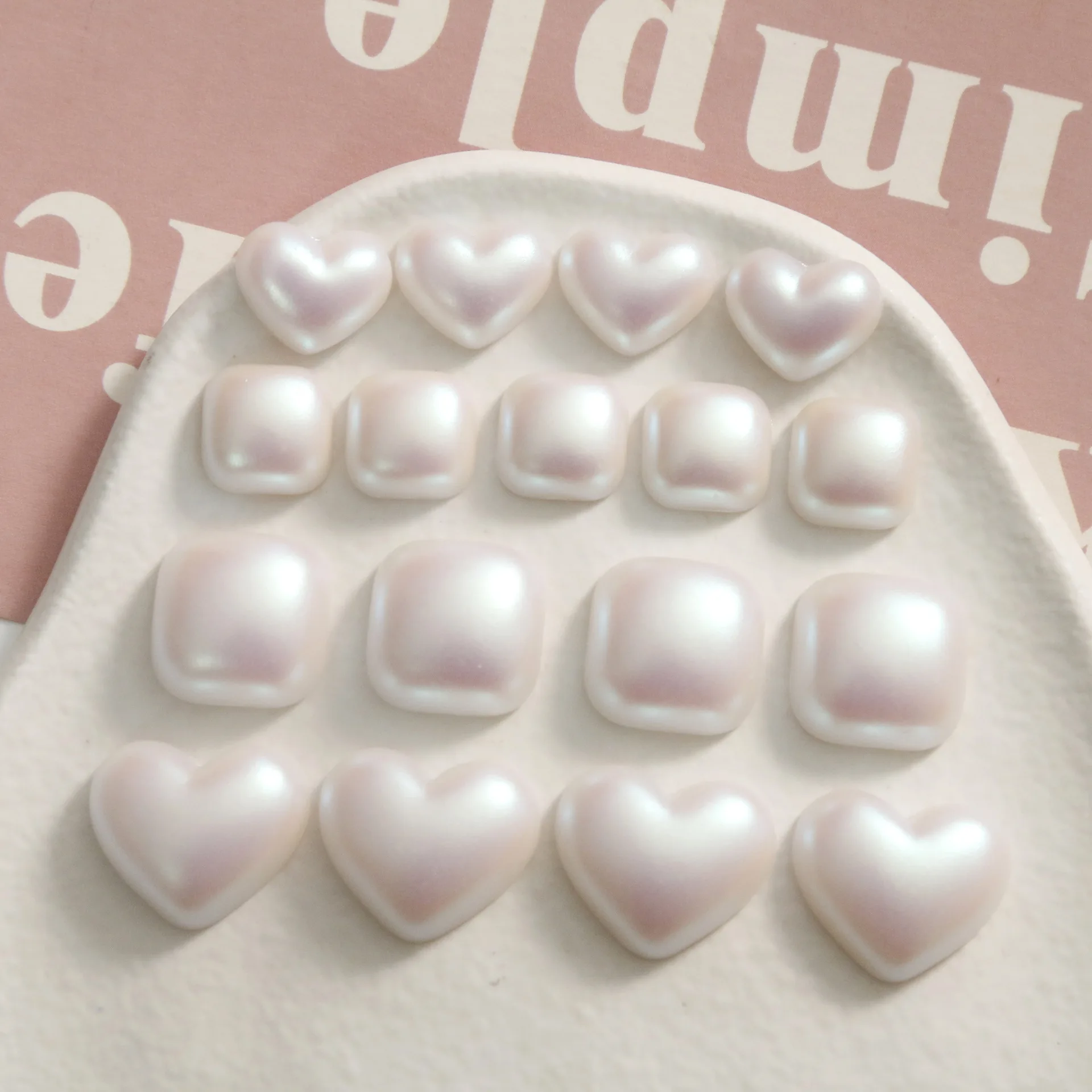 5pcs Imitation Pearl Matte Half-face Geometric Flat Back Resin Cabochons Scrapbooking DIY Jewelry Craft Decoration Accessories