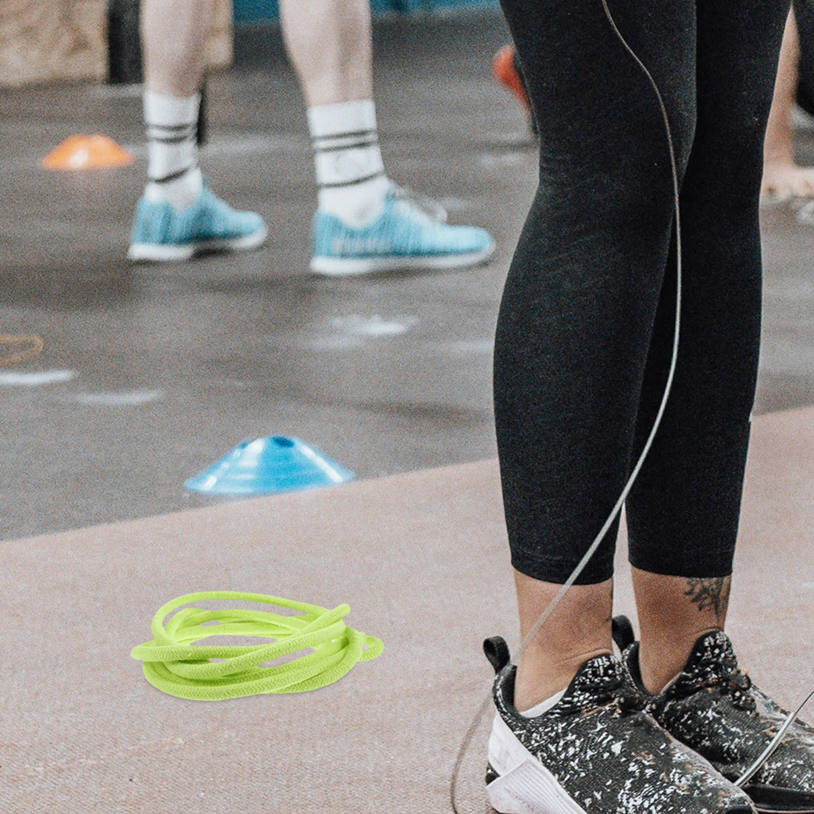 TOKIDNY Jump Rope for Gymnastics Sport with Counter Cotton Linen Green Skipping Fitness Exercise