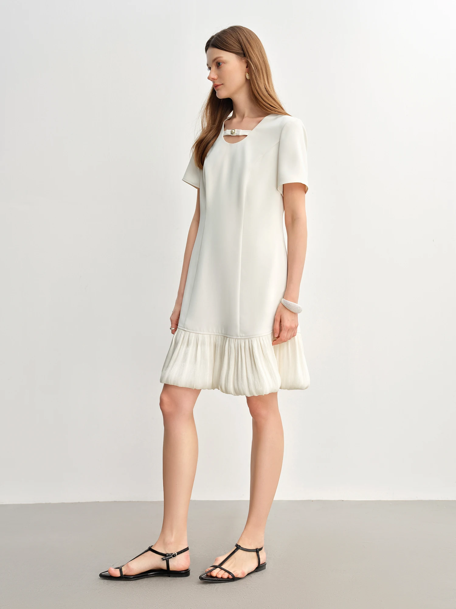 DUSHU, vestido elegante con empalme de temperamento para mujer, novedad de verano 2025, vestido de nube de estilo francés, Vestido corto de moda 25DS82797