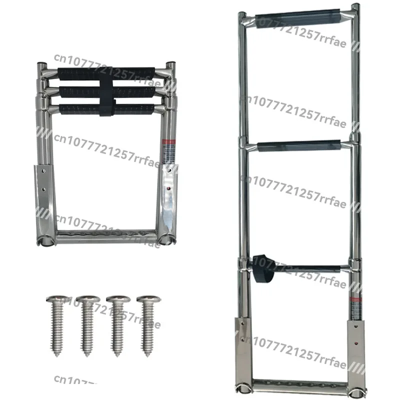 Telescopic Ladder Pool Folding Stainless Steel Telescopic Ladder Yacht RV Three Section Ladder 304 Stainless Steel Folding
