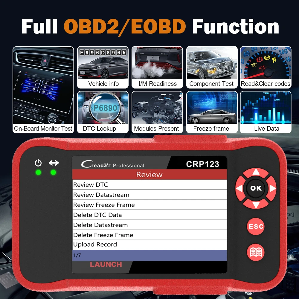 LAUNCH X431 CRP123 OBD2 Professional Automotive Scanner Engine ABS SRS AT Code Reader Car Diagnostic VS Launch Creader VII Plus