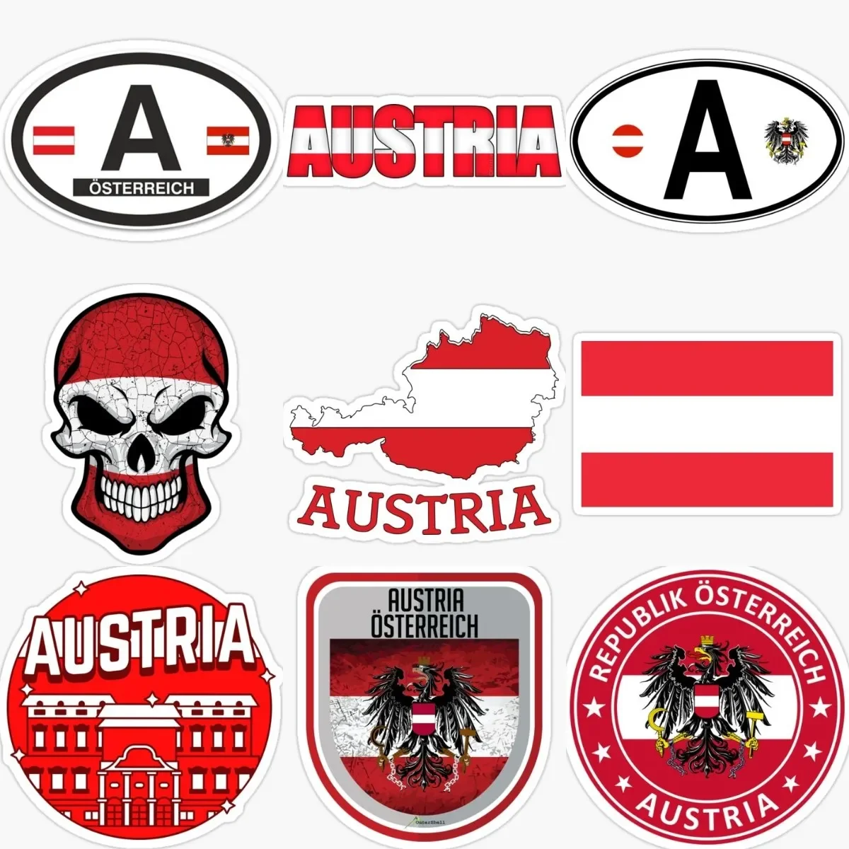 

Creative A Austria Map Flag National Emblem PVC Sticker for Covered Scratch Decorate Car Motorcycle Camper Van Laptop Bicycle