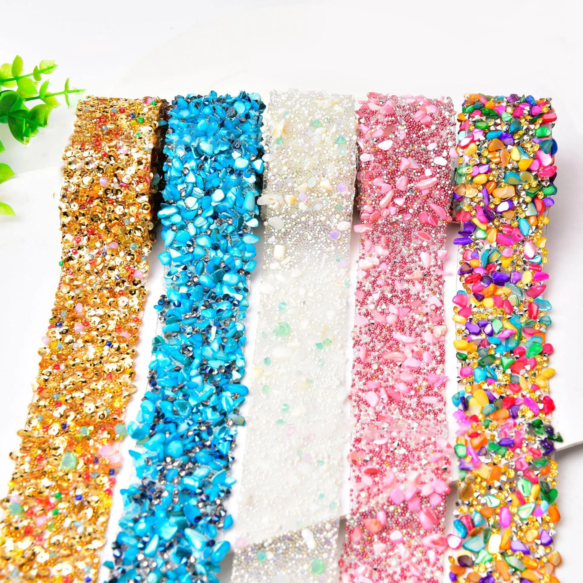 Gitter 3.5CM Crystal Stone beads Rhinestones Trim Hotfix Applique Crystal Candy Chain Iron on Diamond Tape Decoration