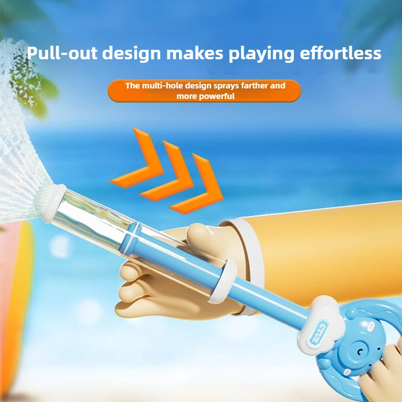 High Capacity Pull Push Water Blaster with Firework Spray Kids Water Cannon for Outdoor Summer Fun Multiplayer Splash Battle Toy