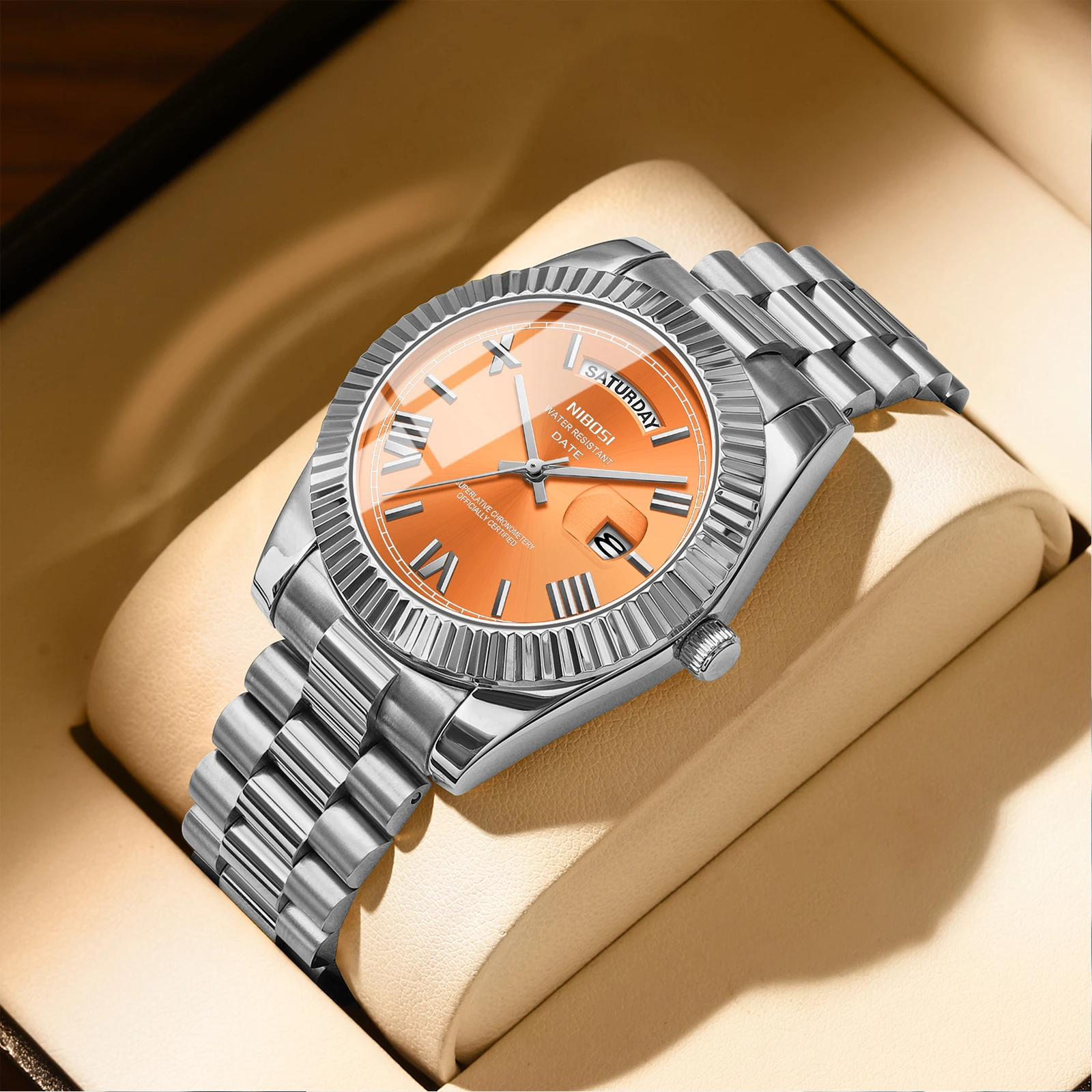 NIBOSI العلامة التجارية الفاخرة ساعات كوارتز للرجال الفولاذ المقاوم للصدأ مضيئة ساعة رجالي مقاوم للماء ساعة الأعمال Relogios Masculin #1