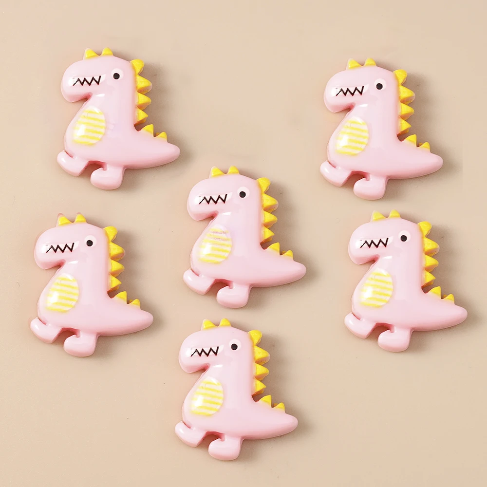 Leslie 10 Stück einfarbige niedliche Dinosaurier-Charms aus Kunstharz mit flacher Rückseite, Cabochon für Nagelkunst, Haarnadeln, Handyhülle, DIY-Zubehör – Detail 8