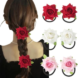 2pcs/set Rose Hair Ropes For Women Party Festival Hair Rubber Bands Scrunchies Girls Ladies Temperament Hair Accessories