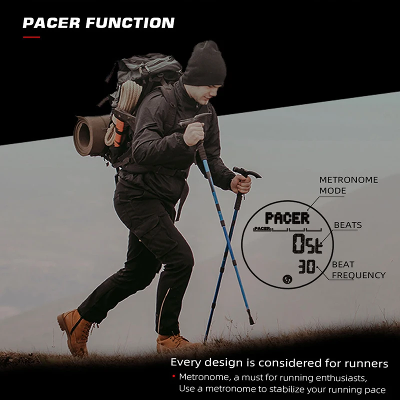 ALPS Men's Digital Watch Sports Super Light Outdoor Compass Pedometer Waterproof 50M Electronics Wristwatch Nylon Watch Strap view 3