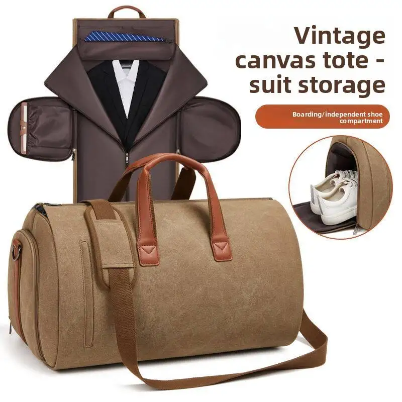 New Soft Leather Folding Suit Storage Bag For Women And Men,fashion Designer Large Capacity Hand Luggage Fitness Travel Bag