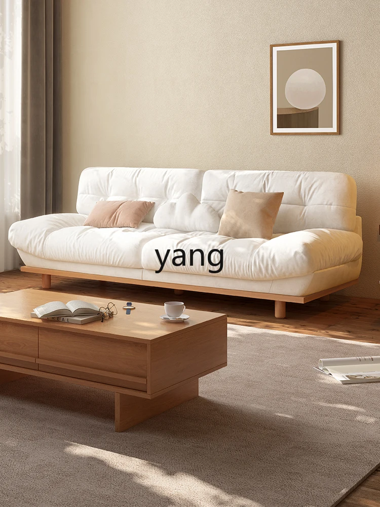 Yjq Fabric Sofa Small Apartment Living Room Simple Log Wind Straight Row Cloud Sofa