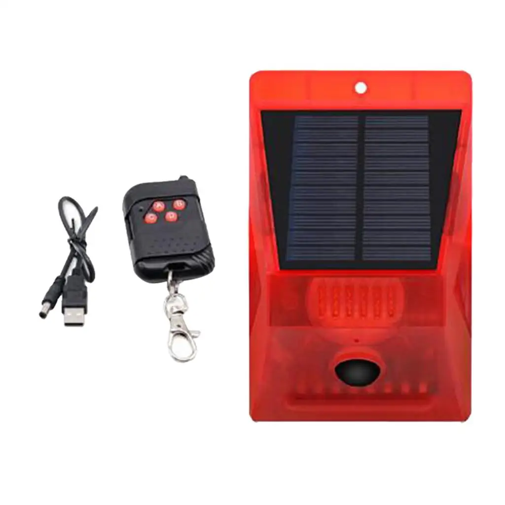 Solar Siren Sound Alarm Strobe Alert Light 129db Weatherproof Alarm System
