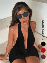 Sexy Fashion Mini Dress Women Elegant Party Summer Backless Halter New Dress Clubwear Casual Streetwear Sleeveless Slim Dresses