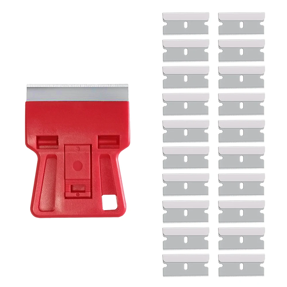 

Mini Double Edge Scraper with 20PCS Razor Blades for Labels Stickers Decals Removal Tint Vinyl Remover Tools E18