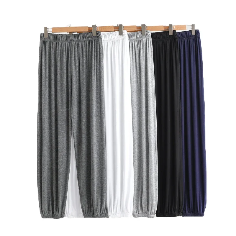 Modal Men's Leg Binding Mosquito Proof Pants Pajama Pants and Home Pants Solid Color Versatile Lantern Pants Fall and Winter