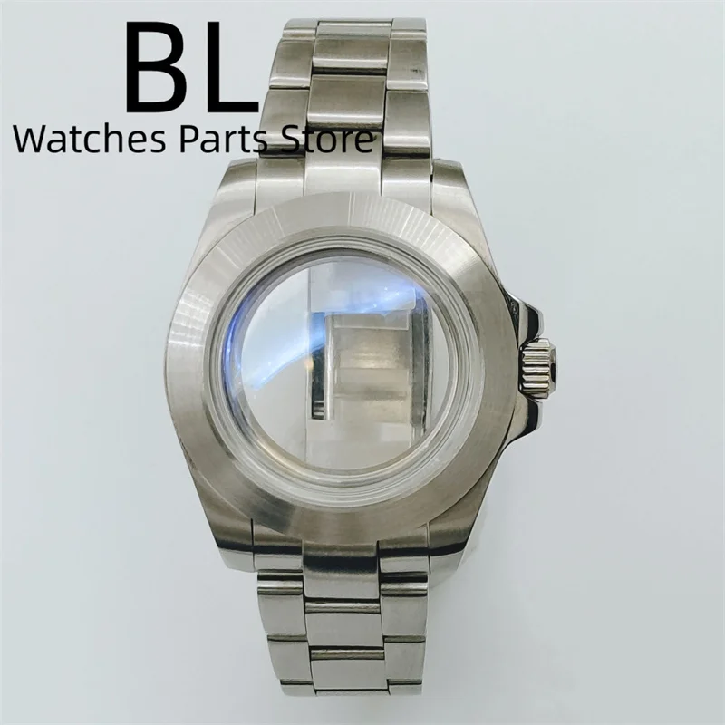 BLIGER 40mm Brushed Watch Case With Stainless Steel Strap BLUE AR Domed Glass 100m Warter Resistance Fit NH34 NH35 NH36 Movement