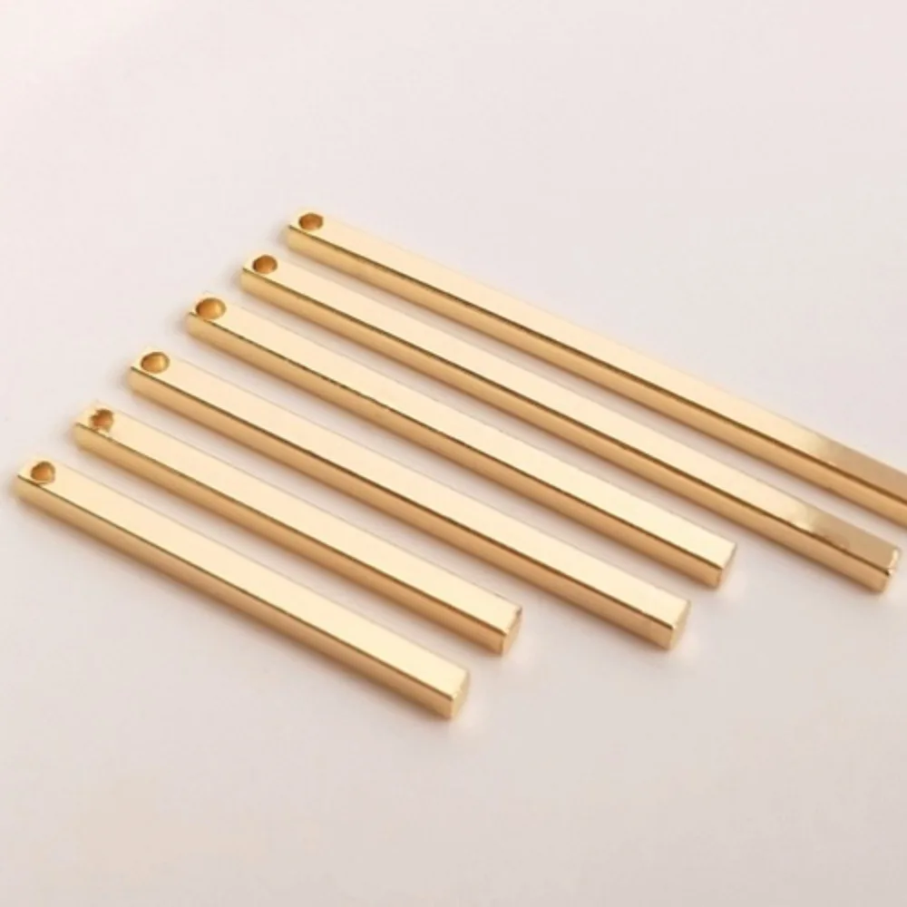 

14K Gold Color Ear Stick Ear Stick Copper Plated Gold Square Long Tube Hanging Stick Handmade Necklace Pendant DIY Material