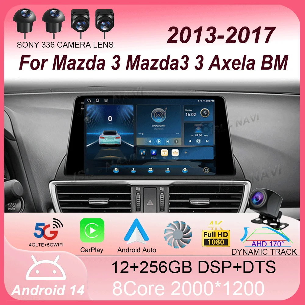 For Mazda 3 Mazda3 3 Axela BM 2013 - 2017 Android 14 Car Radio Multimedia Video Player Navigation GPS Android