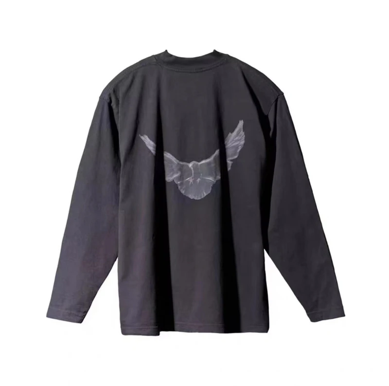 Vintage Kanye West Ye YZY Dove Pigeon Long Sleeve T-shirt 1:1 Best Quality Oversize Loose Tee T Shirt