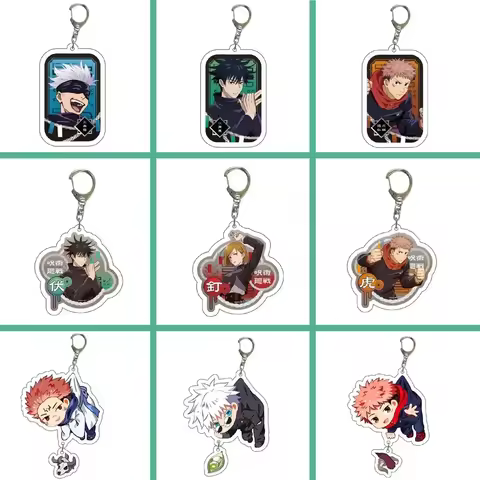Jujutsu Kaisen Anime Keychain Itadori Yuji Gojo Satoru Cartoon Acrylic Bag Keyring Pendant Cos Accessory