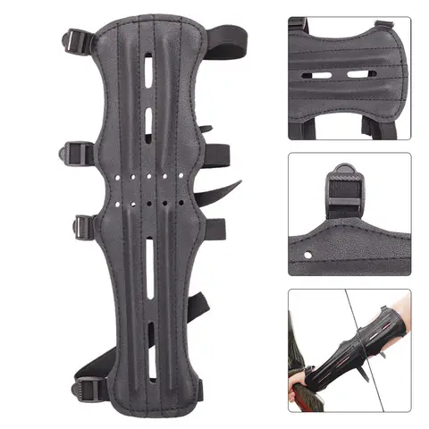 긴 가죽 Armguard 활 화살표 장비 양궁 용품 구멍이있는 길어진 팔 보호대 가죽 보호 장비 가슴 보호대