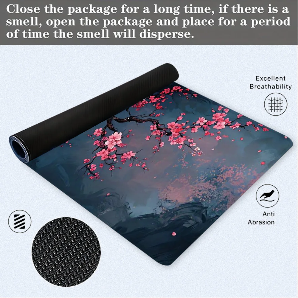Alas Mouse Cherry Blossom Aksesoris Meja Besar Alas Meja Alas Mouse dengan Dasar Karet dan Tepi Jahitan Alas Mouse Anti Selip untuk Kantor