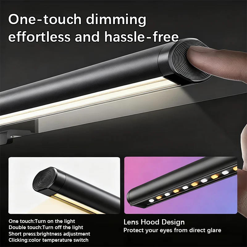 Wiscolor LED Monitor Light Bar Eye-Care Stepless Dimming Lighting Table Lamp Computer Monitor Screen Light Bar for Work/Gaming