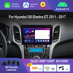 9 '' for Hyundai i30 II 2 GD 2011 - 2017 Android 14 Car Multimedia GPS Navi 4G WiFi DSP Stereo Touch Screen Video player