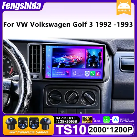 Android 16 Car Radio For VW Volkswagen Golf 3 1992 -1993 GPS Navigation Android Auto Carplay Stereo Display Unit 4G Wifi No 2din