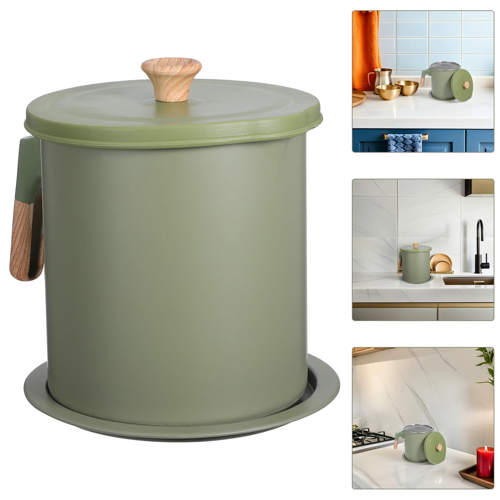 

Stainless Steel Filtering Jug Large Capacity Grease Collector With Strainer Lid For Kitchen Cooking Baking Filtered Oil Storage