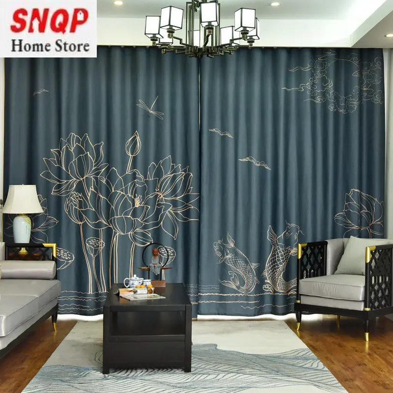 

AS Modern Chinese High-end Atmosphere Retro Light Luxury Home Decoration Customization Curtains for Living Dining Room Bedroom