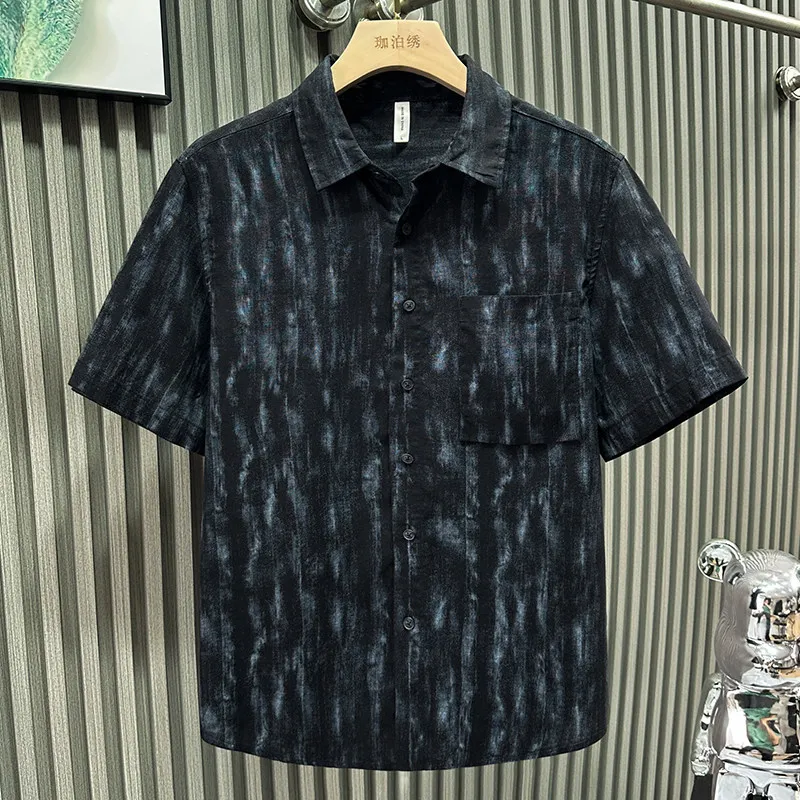 Men's casual party fashionable summer short sleeved shirt, Lapel Hawaiian vacation beach shirt, Ropa Hombre size S-5XL