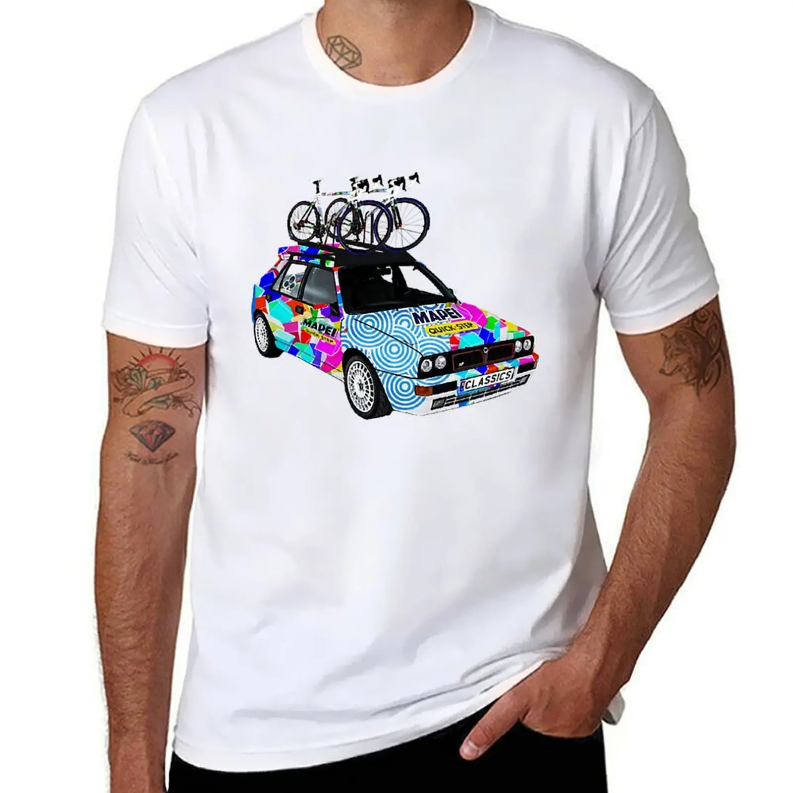 

mapei cobbled classics car , Paris roubaix painting T-Shirt t shirts cotton 100% t shirts for man slim fit