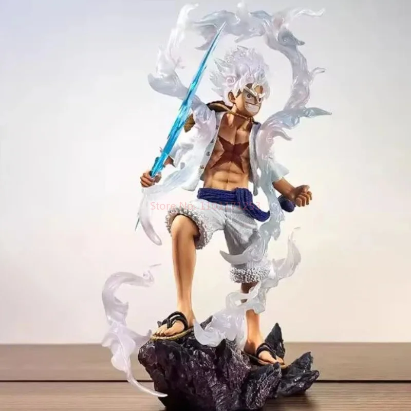 Figura de One Piece de Anime Lightning Luffy Gear 5, colección de adornos de muñecos Sun God Nikka, modelo de figuras de acción de PVC de 27cm, juguete para niño