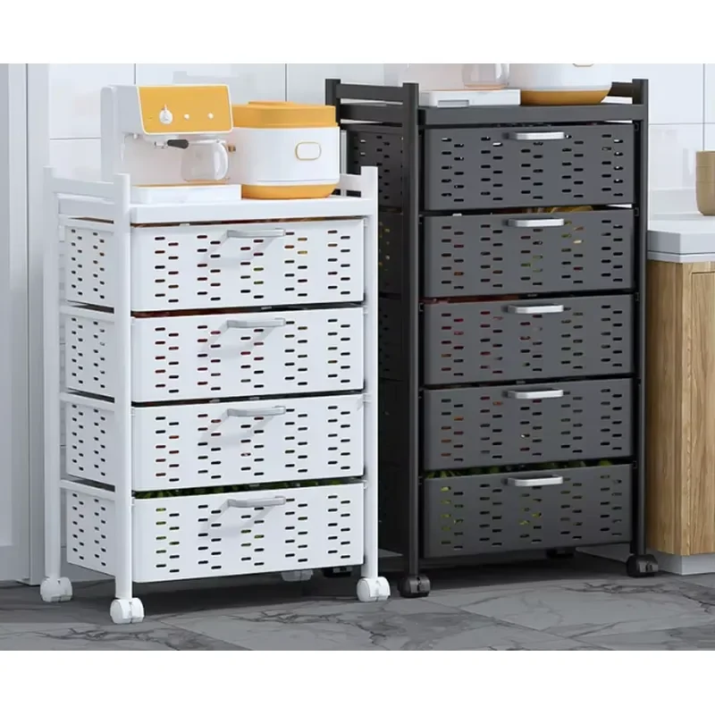 High-Capacity Kitchen Storage Cabinets Multi-Layer Drawer Shelves Microwave Racks Floor-to-Ceiling Fruit Vegetable Storage