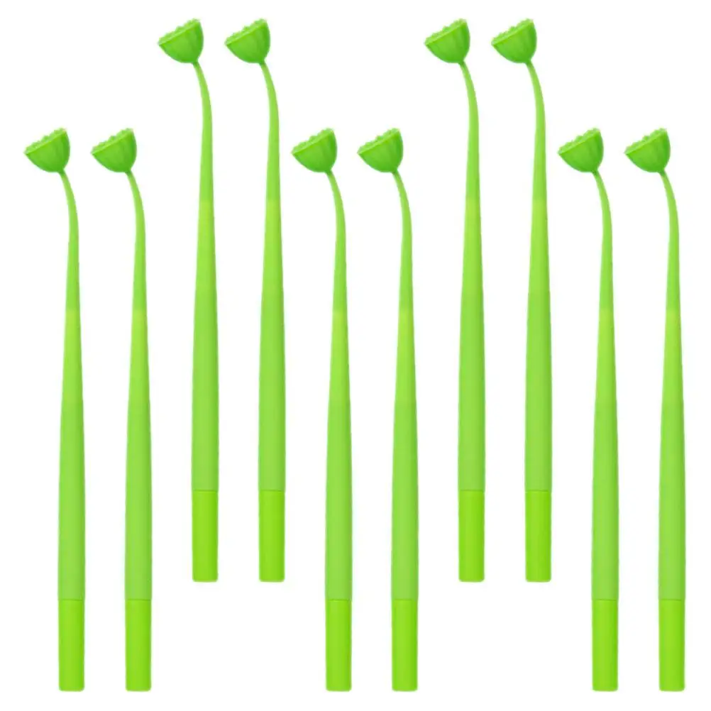 

10 Pcs Cartoon Soft Rubber Gel Ink Pen Simulated Plant Neutral Pen Signature Pen Writing Pens Studnet Stationary Rollerball Pens