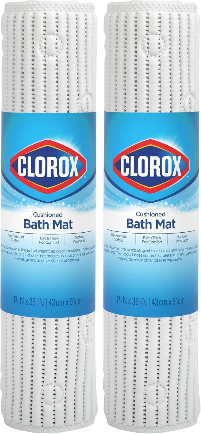 

Противоскользящий коврик для ванной с присосками, 17x36 дюймов, белый, 2 шт. - Мягкое покрытие для безопасного душа