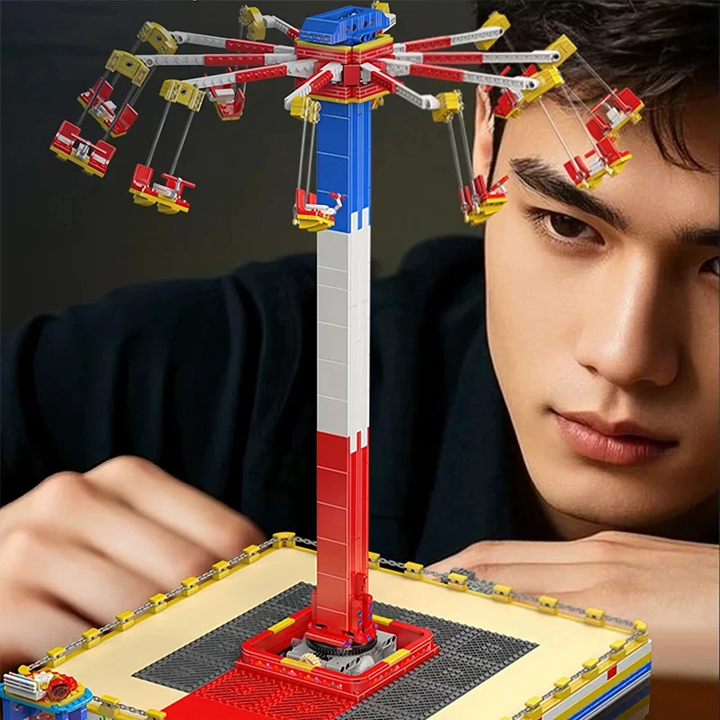 Desk Decor Mould King 11016 Motorized Flying Swing Ride Park Toys Building Block Assembly Roller Coaster Brick Set Kids Gifts