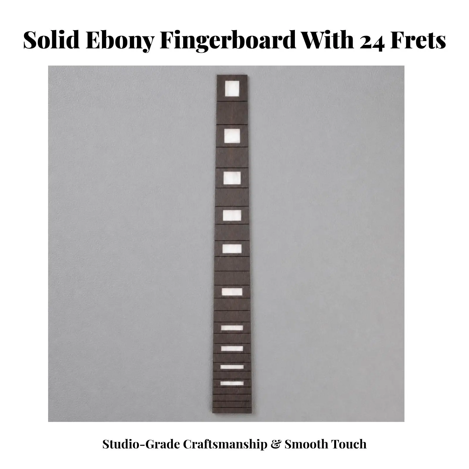 Ebony Fingerboard for Guitar Fretboard Replacement with Pre-cut Slots for Luthier Repair and Custom Build Projects