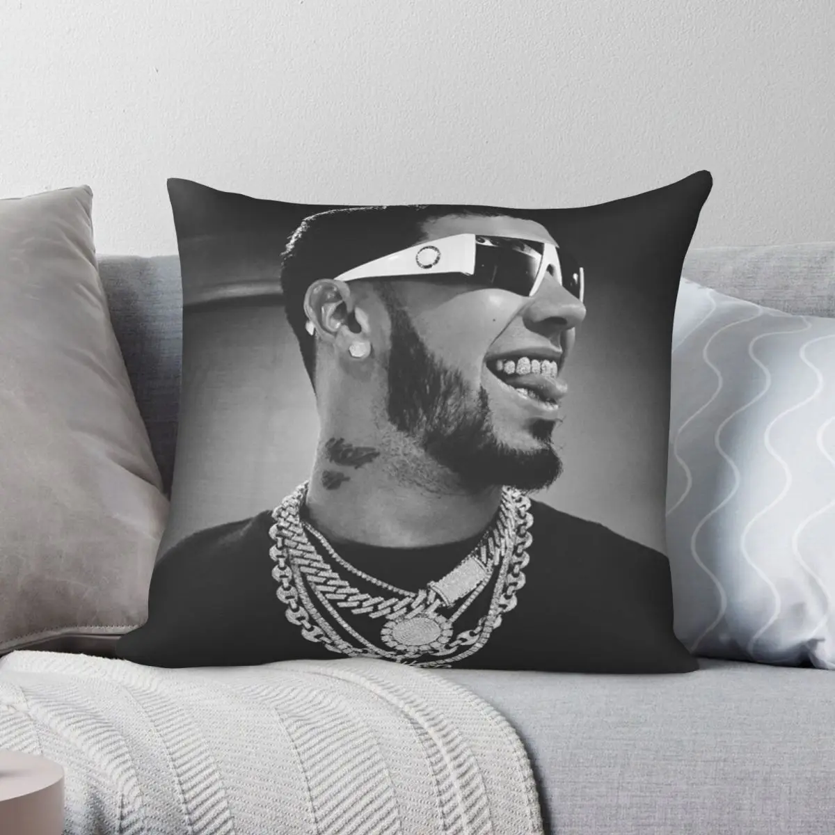 Anuel AA Square Pillowcase Polyester Linen Velvet Pattern Zip Decor Throw Pillow Case Sofa Cushion Cover