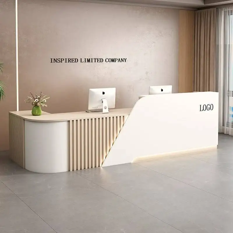 

Modern Simple Reception Desk Corner Beauty Salon Convenience Checkout Page Store Counter Bar Front Desk Empfangstheke Furniture