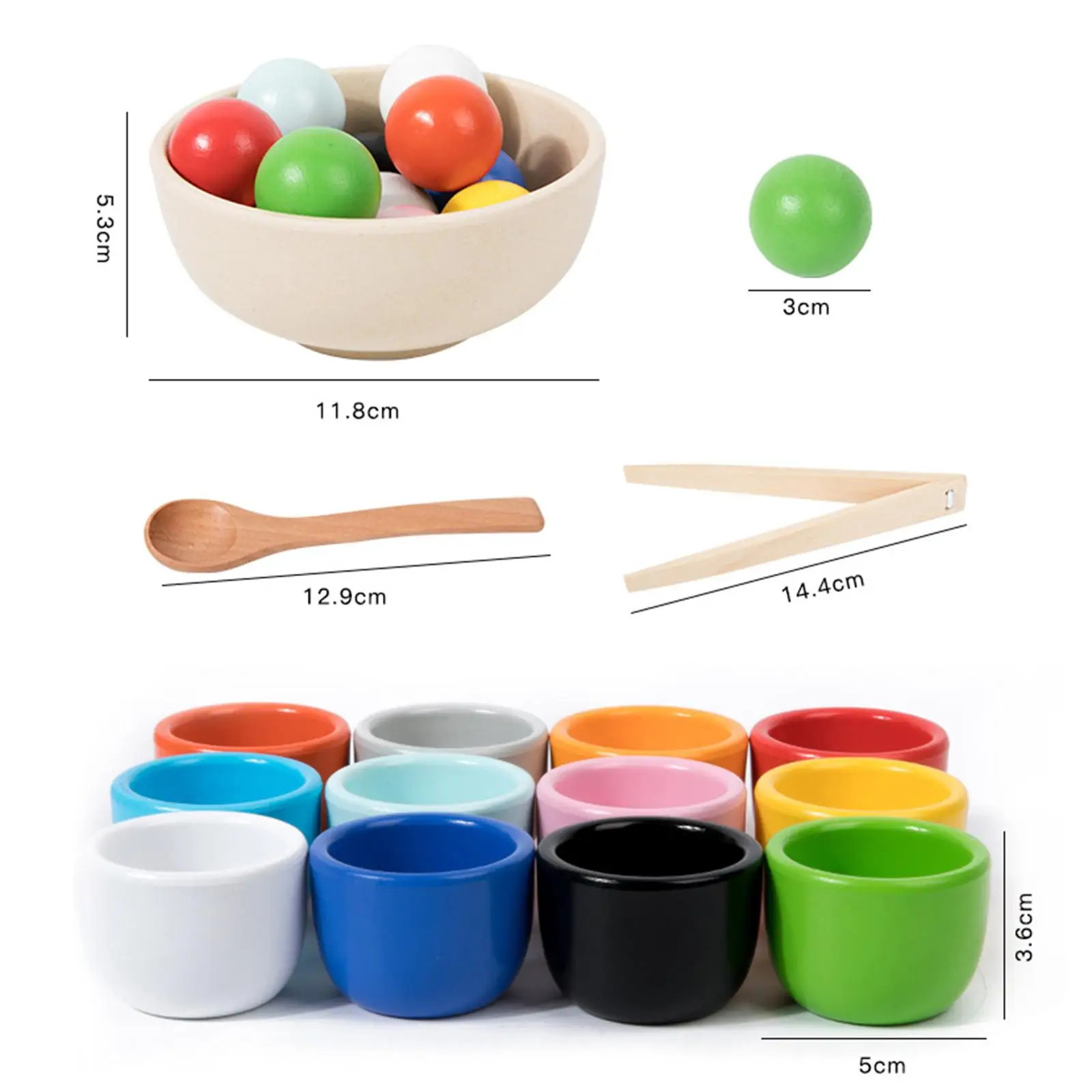 Juguetes Montessori de motricidad fina, bolas divertidas a juego de colores en tazas