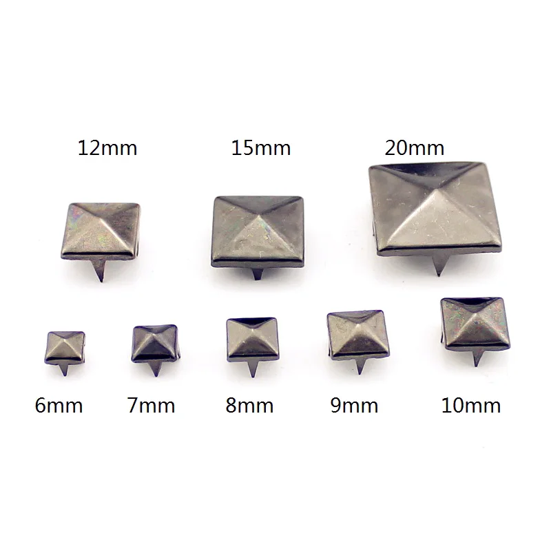 Multiple Size Gun-Black Pyramid Claws Rviets For Leather Craft Square Tire Studs And Spikes For Clothes Punk Remaches Para Cuero