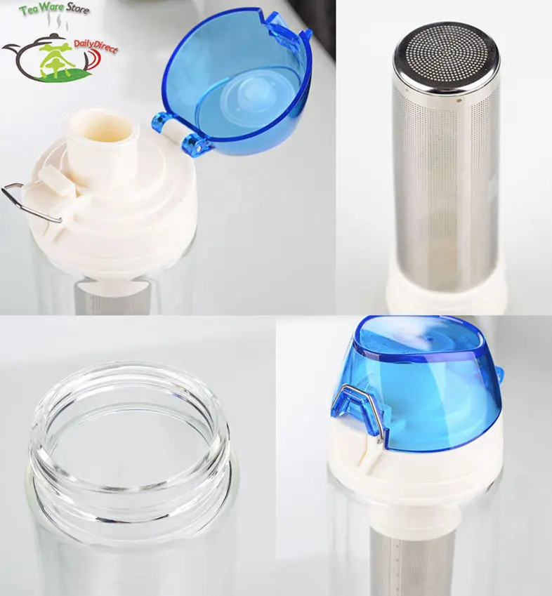 Lots Multi-colored Heat Resistant Double Wall Glass Tea Tumbler with Infuser 270ml Healthy Travel Cup Portable Sport Bottle