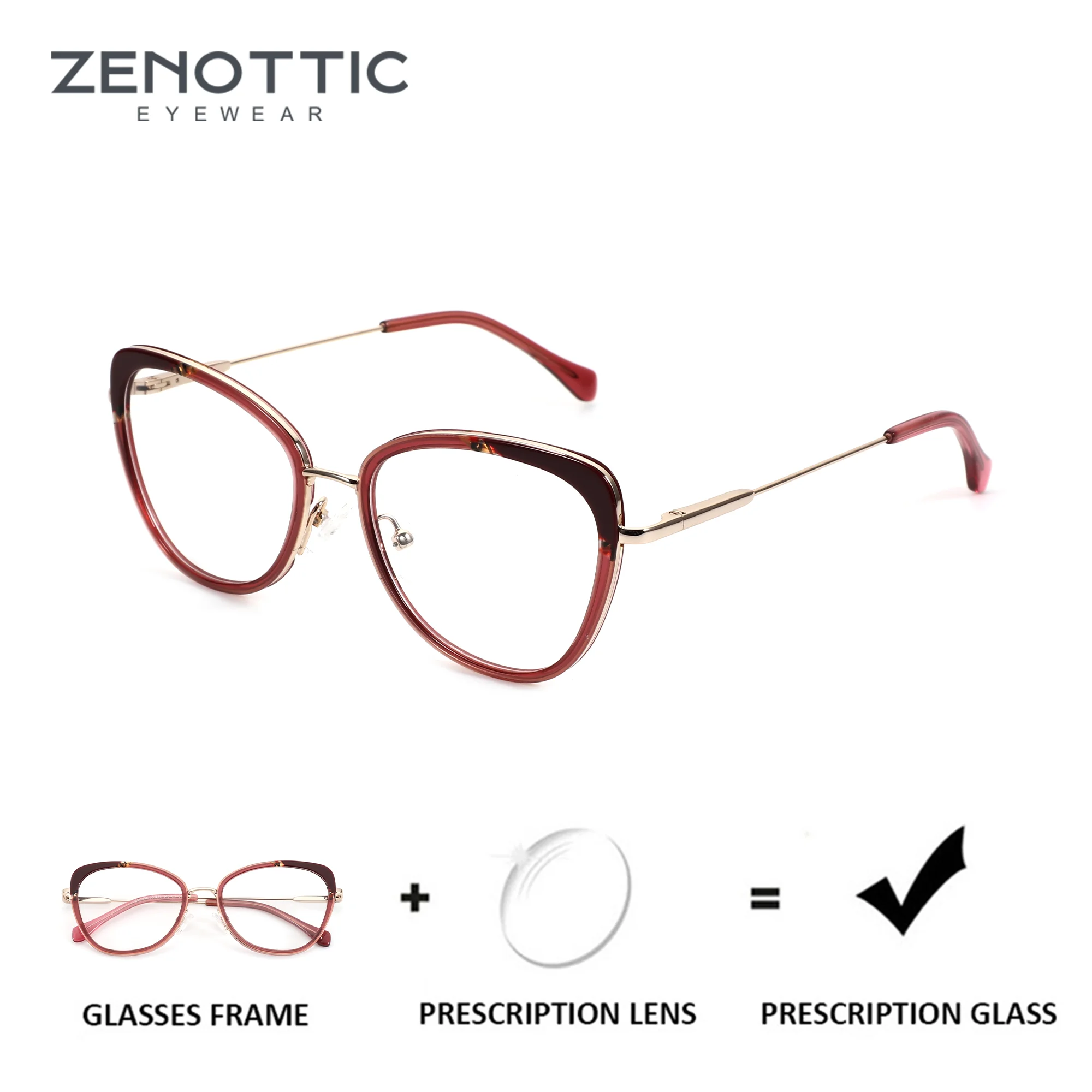 

Очки ZENOTTIC (размер L) с эффектом «кошачий глаз», на заказ, с диоптриями, из ацетата, для женщин, для коррекции близорукости, с фотохромными линзами