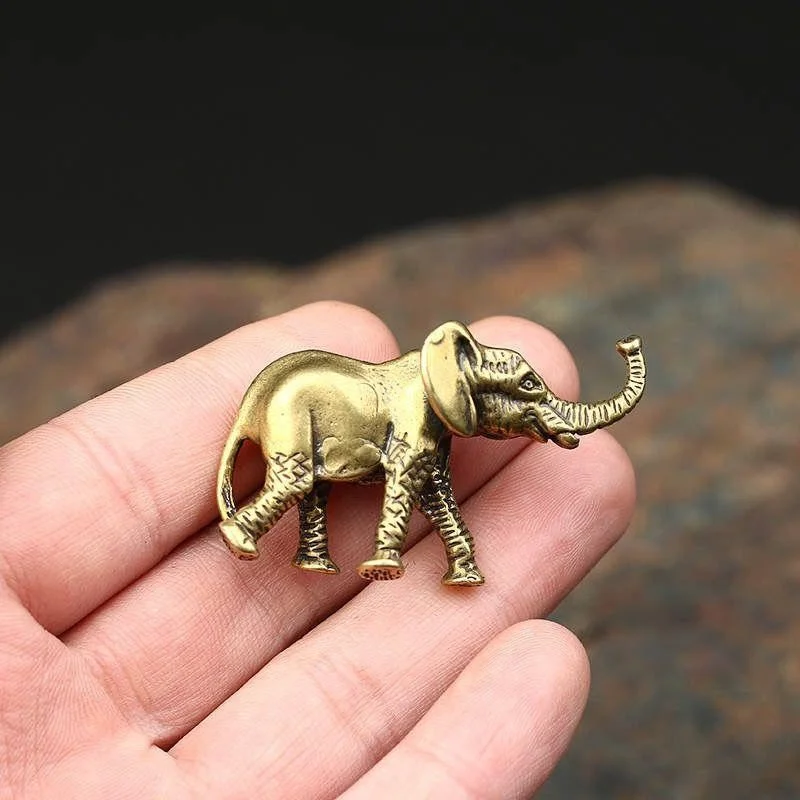 Brass Solid Thailand Elephant Statue Desk Toy Ornaments Copper Animal Miniatures Figurines Home Decorations Crafts Accessories