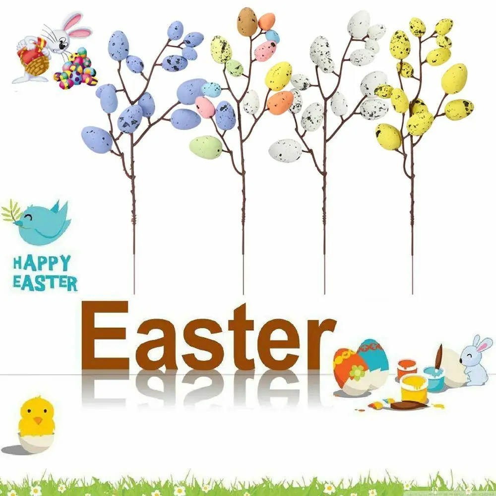 Easter Party Supplies Easter Egg Tree Branches Flower Picks Easter Decorations for Home 2025 Easter Flower Arrangement Props