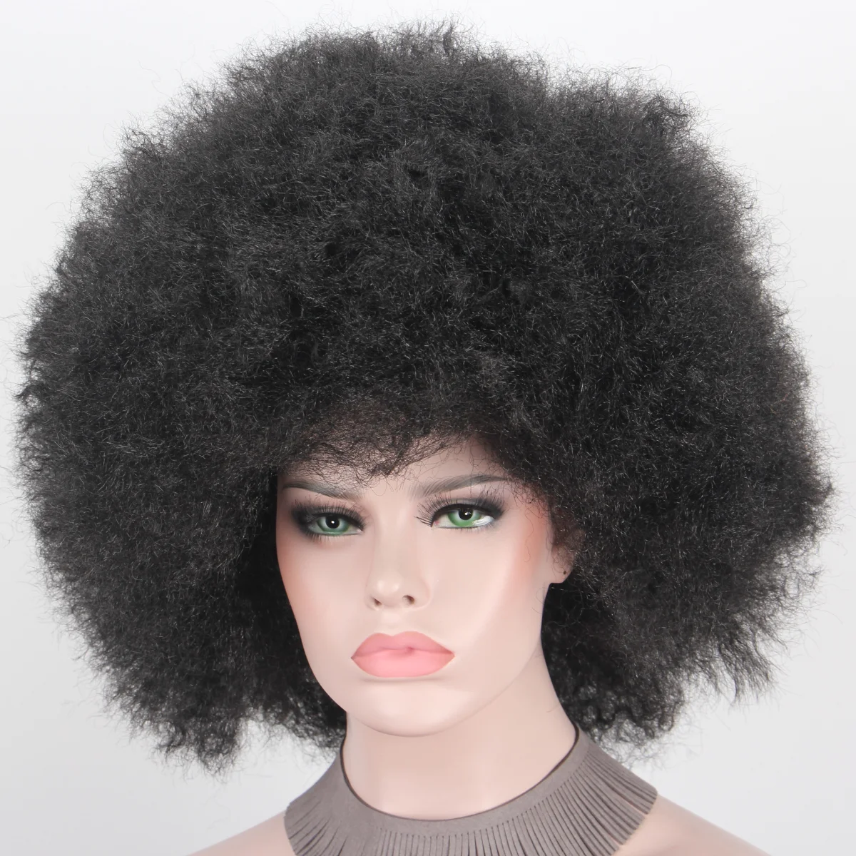 Anxin 70s Funny Clothes Fluffy Black Large Afro Kinky Curly Disco Hippie Wigs for Men Party Use With Gift