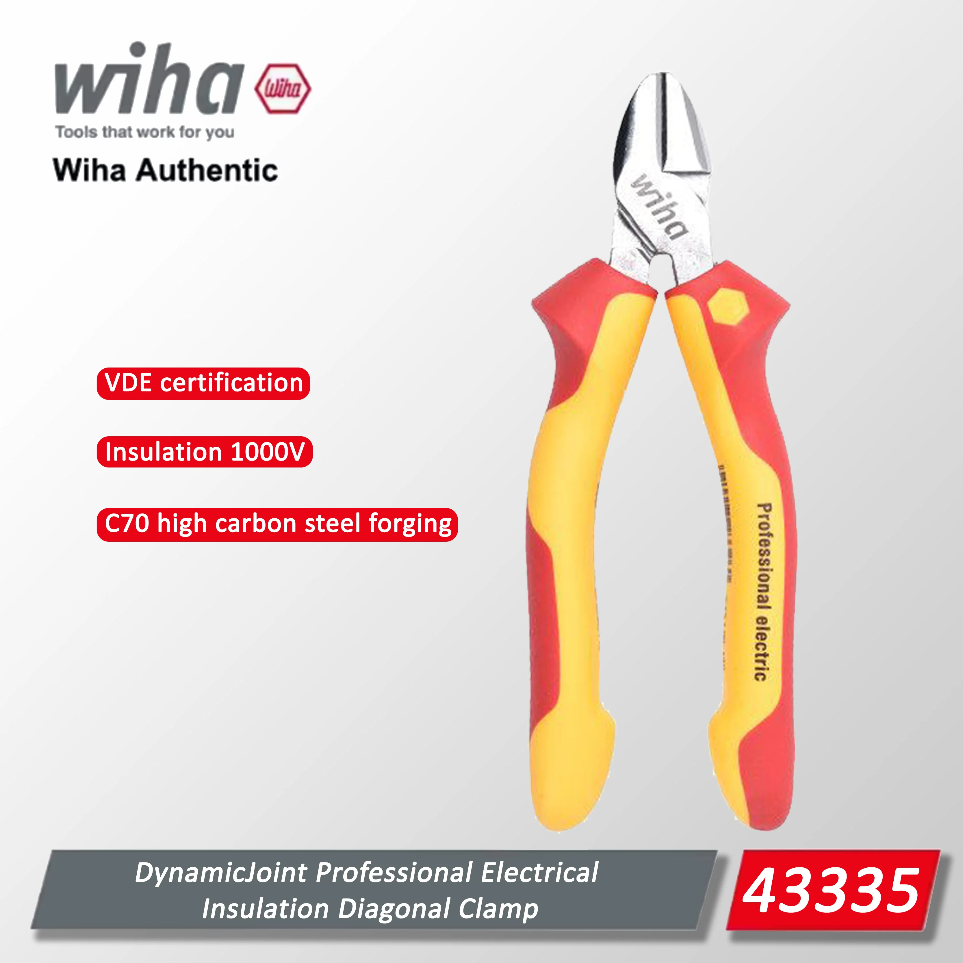 

Профессиональные электрические диагональные плоскогубцы Wiha DynamicJoint, с VDE-изоляцией, высокопрочные, для резки проводов, модель 43335
